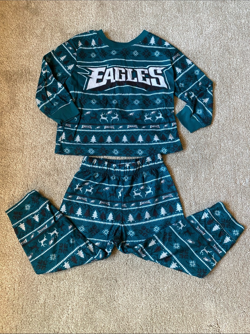 NFL 2T Eagles Kids Holiday Pajama Set - Green